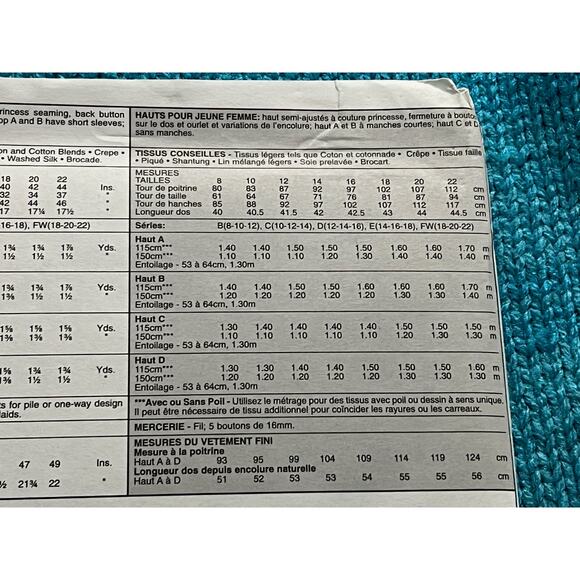 McCalls 2818 sewing pattern knit top scoop square V neck size 14 16 18 - Picture 5 of 6